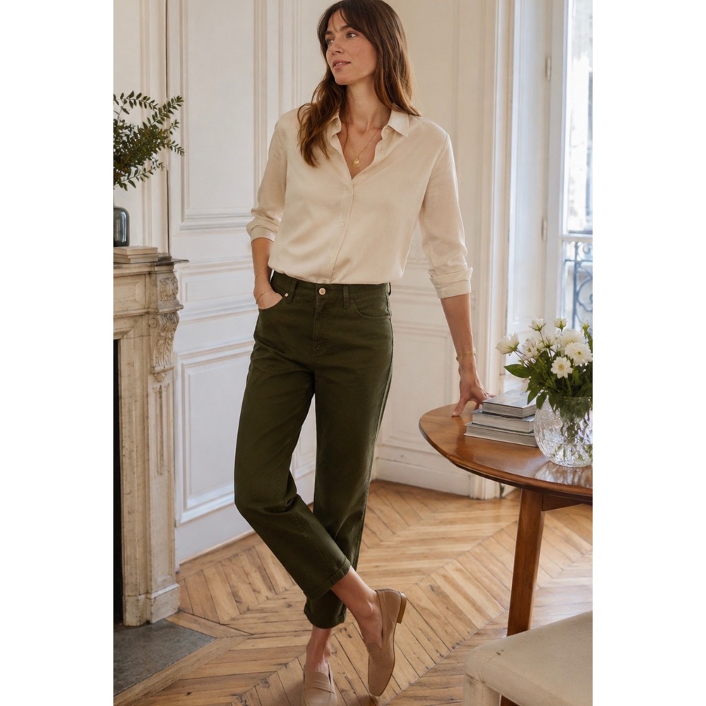 Talbots Slim Ankle Jeans Olive Green Slimming Panel Size 6 NWT 55630702